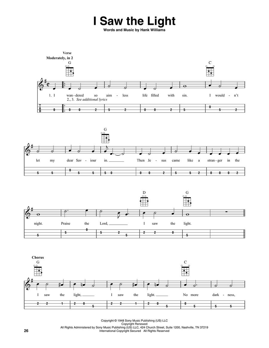 I Saw The Light Mandolin scores gallery preview page 1