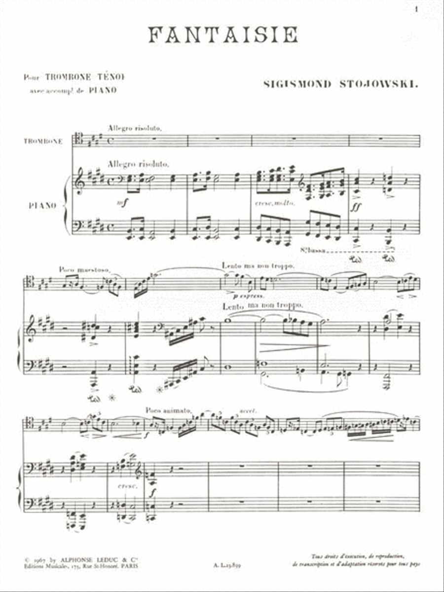 Fantasy, Op. 38 (bass Trombone And Piano) Bass Trombone scores gallery preview page 2