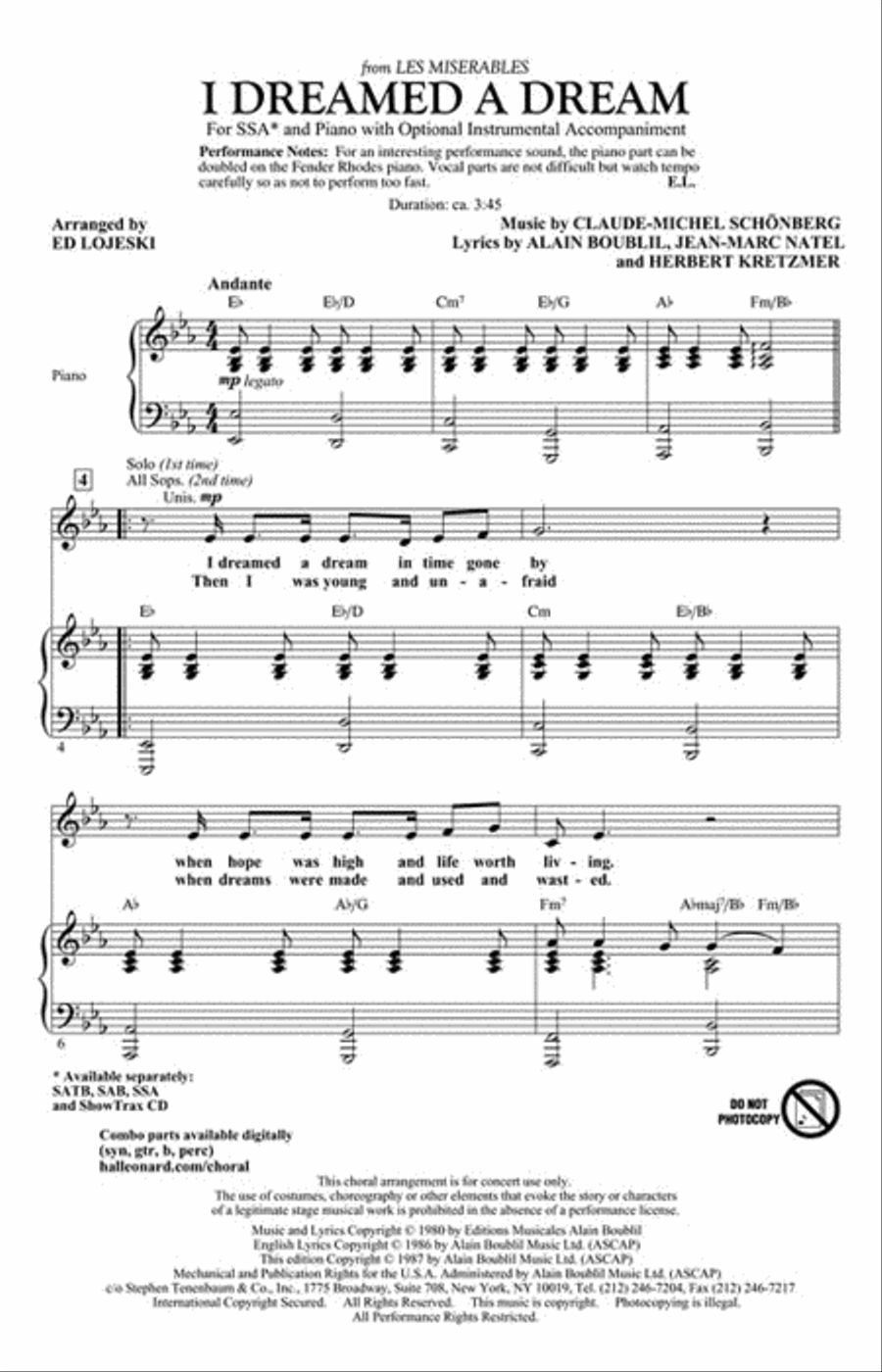 I Dreamed a Dream I Dreamed a Dream SSA scores gallery preview page 4