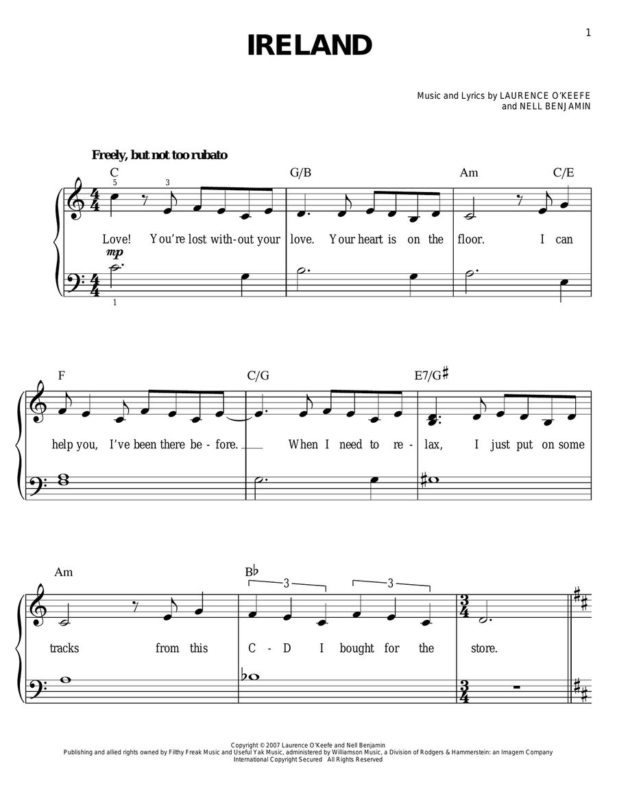 Ireland Ireland Easy Piano scores gallery preview page 1