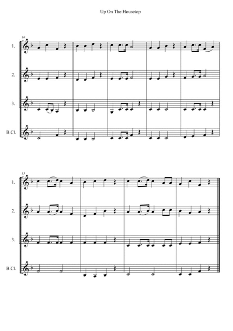Up On The Housetop Woodwind Quartet scores gallery preview page 2