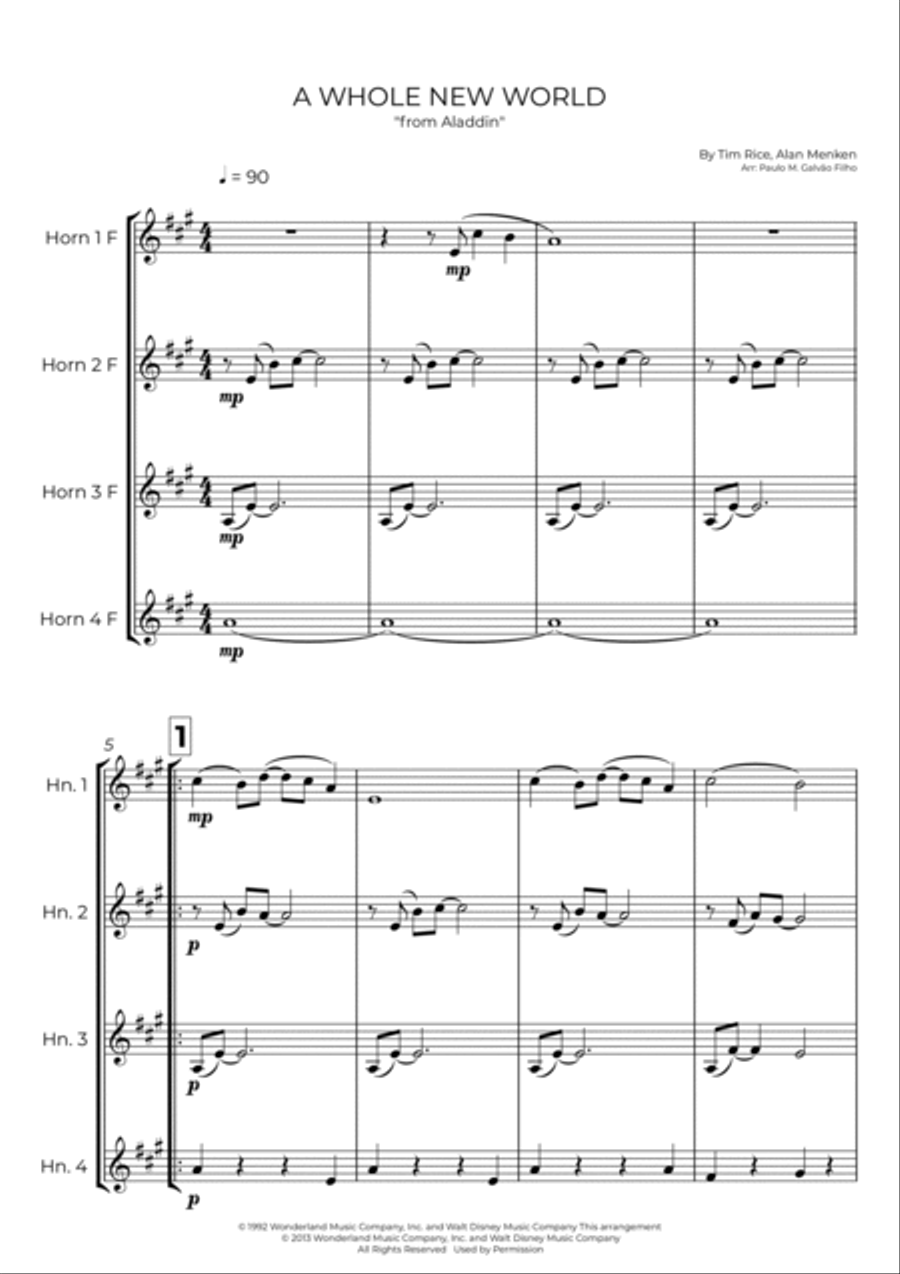 A Whole New World Horn Solo scores gallery preview page 2