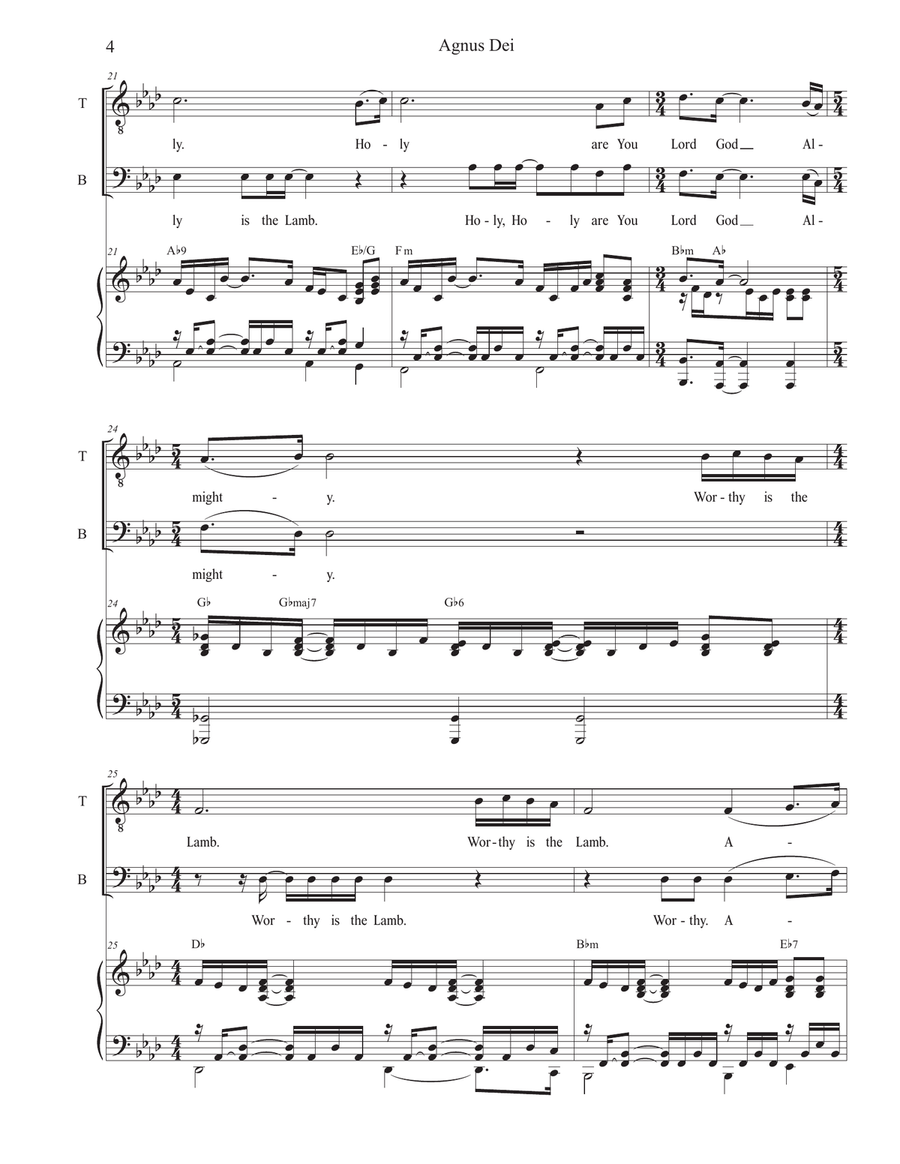 Medley: Agnus Dei with How Great Thou Art Tenor Voice scores gallery preview page 4