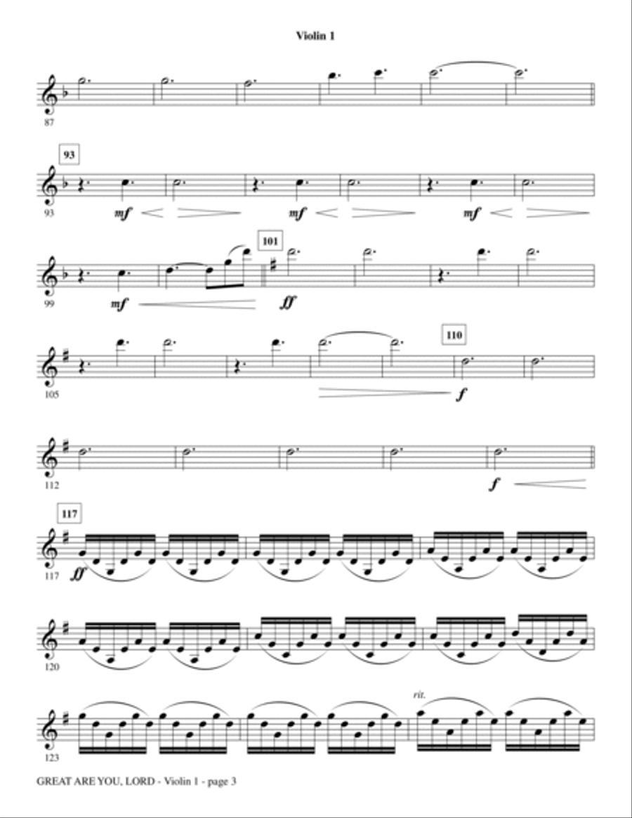 Great Are You Lord (with How Great Thou Art) - Violin 1 Choir scores gallery preview page 3