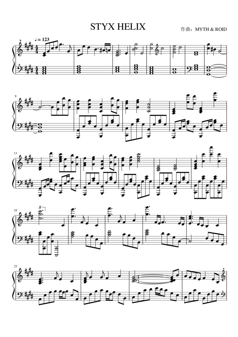 Styx Helix Piano Solo scores gallery preview page 1