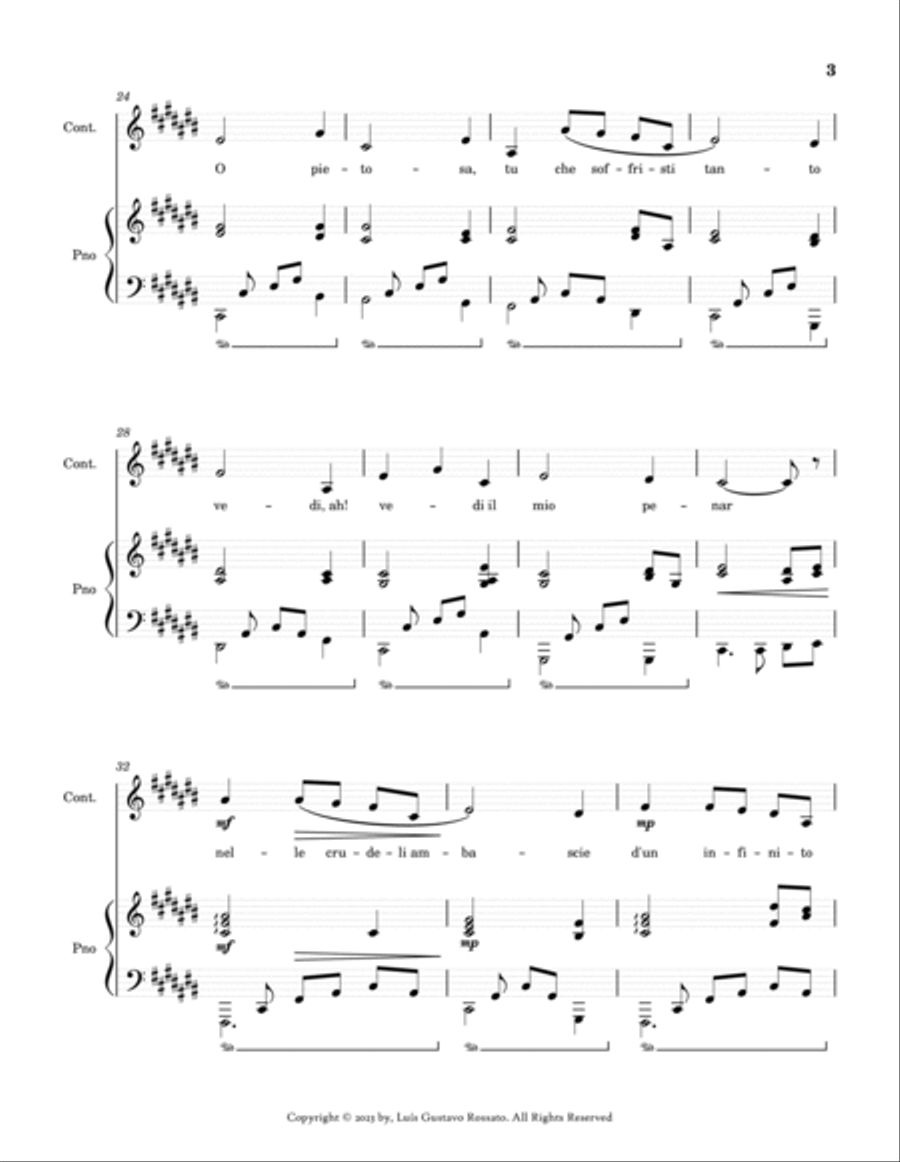 Mascagni - Ave Maria ( CONTRALTO - C# Major) Piano scores gallery preview page 3