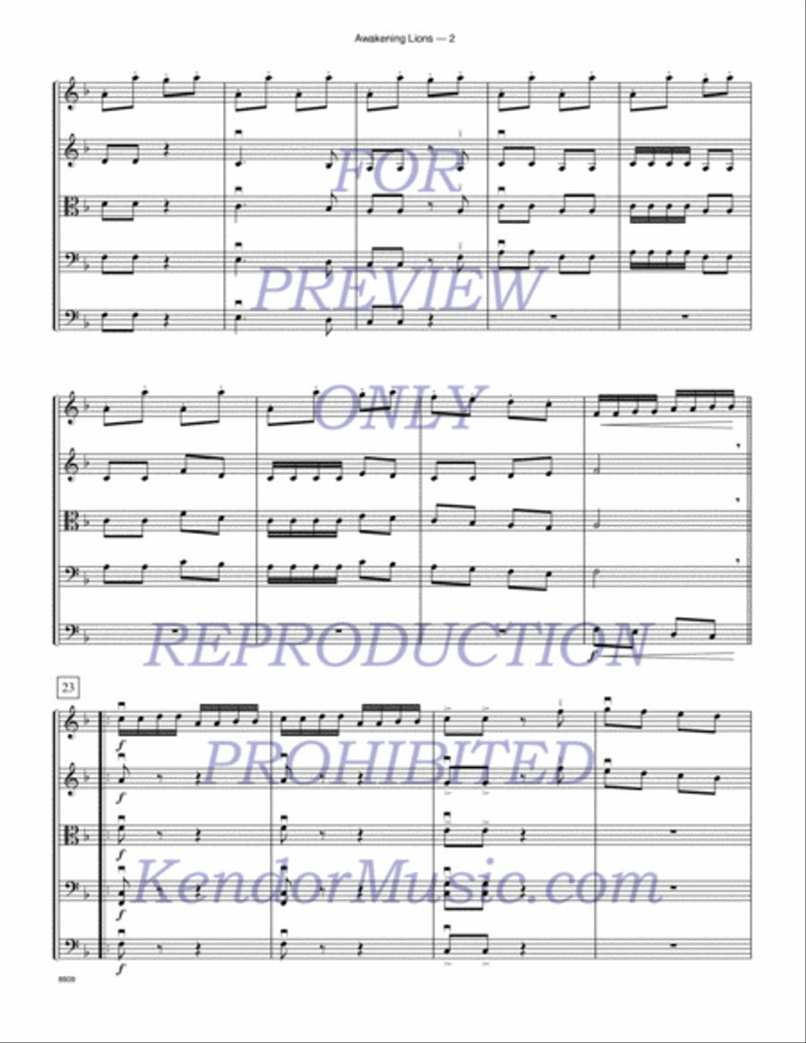 Awakening Lions (traditional Canton music) String Orchestra scores gallery preview page 3