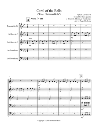 Carol of the Bells (F min) (Brass Quintet - 1 Trp, 2 Hrn, 2 Trb)