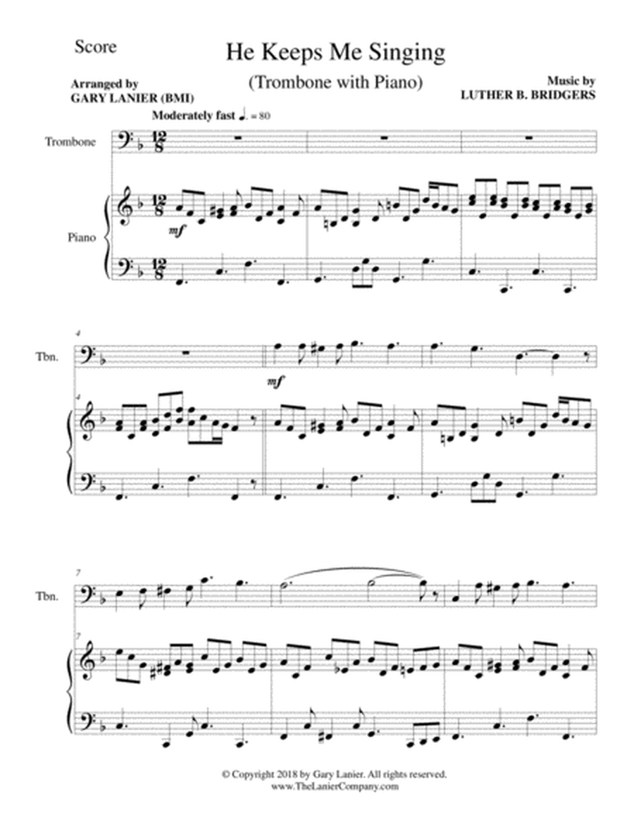 3 GOSPEL HYMN FAVORITES (For Trombone & Piano with Score/Parts) image number null