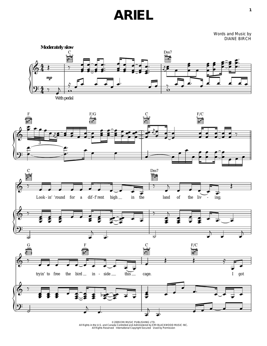 Ariel Ariel Piano, Vocal, Guitar scores gallery preview page 1
