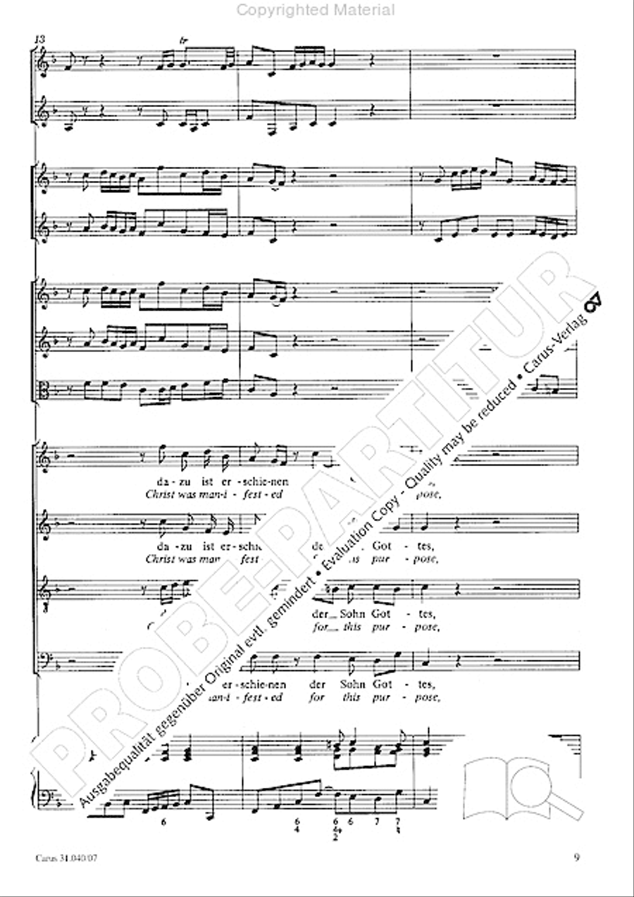 Christ was manifested for this purpose (Dazu ist erschienen der Sohn Gottes) ATB scores gallery preview page 11