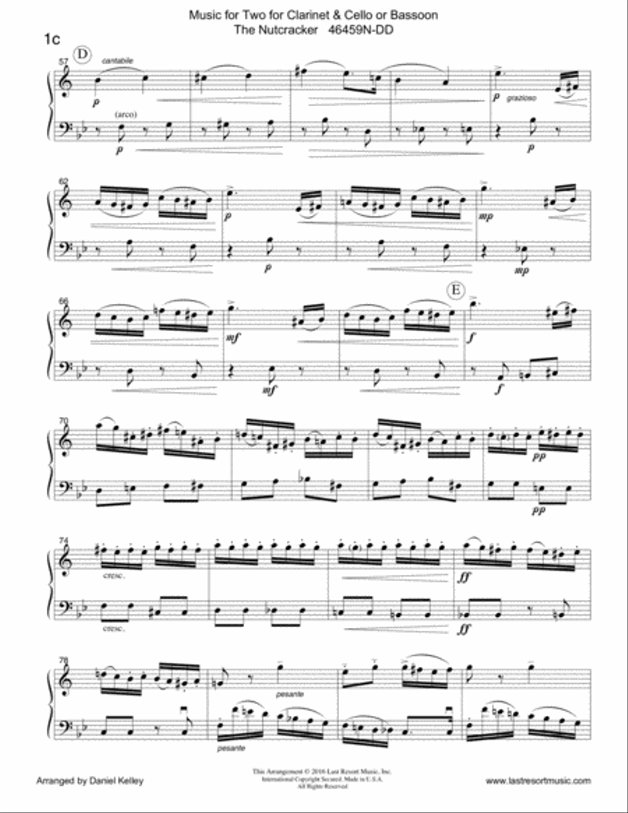 The Nutcracker for Clarinet & Cello or Clarinet & Bassoon Duet - Music for Two Small Ensemble scores gallery preview page 6