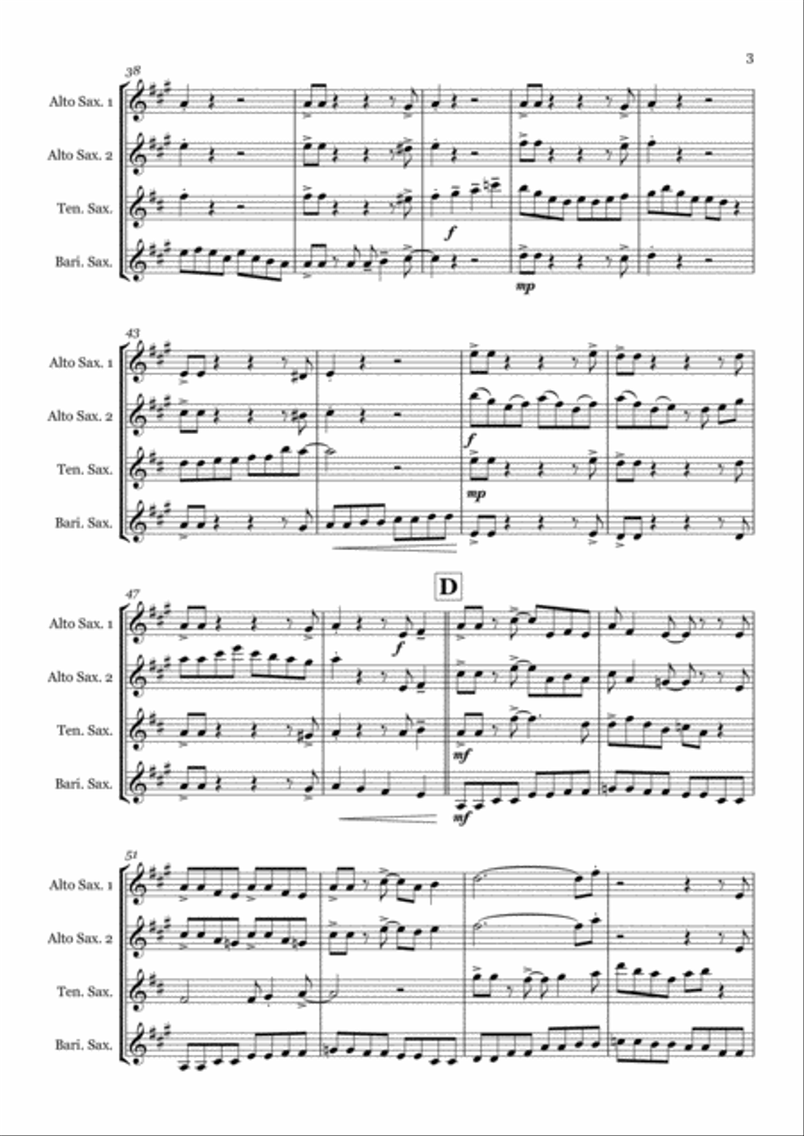Annie B's Boogie - Saxophone quartet (AATB) Saxophone Quartet scores gallery preview page 3