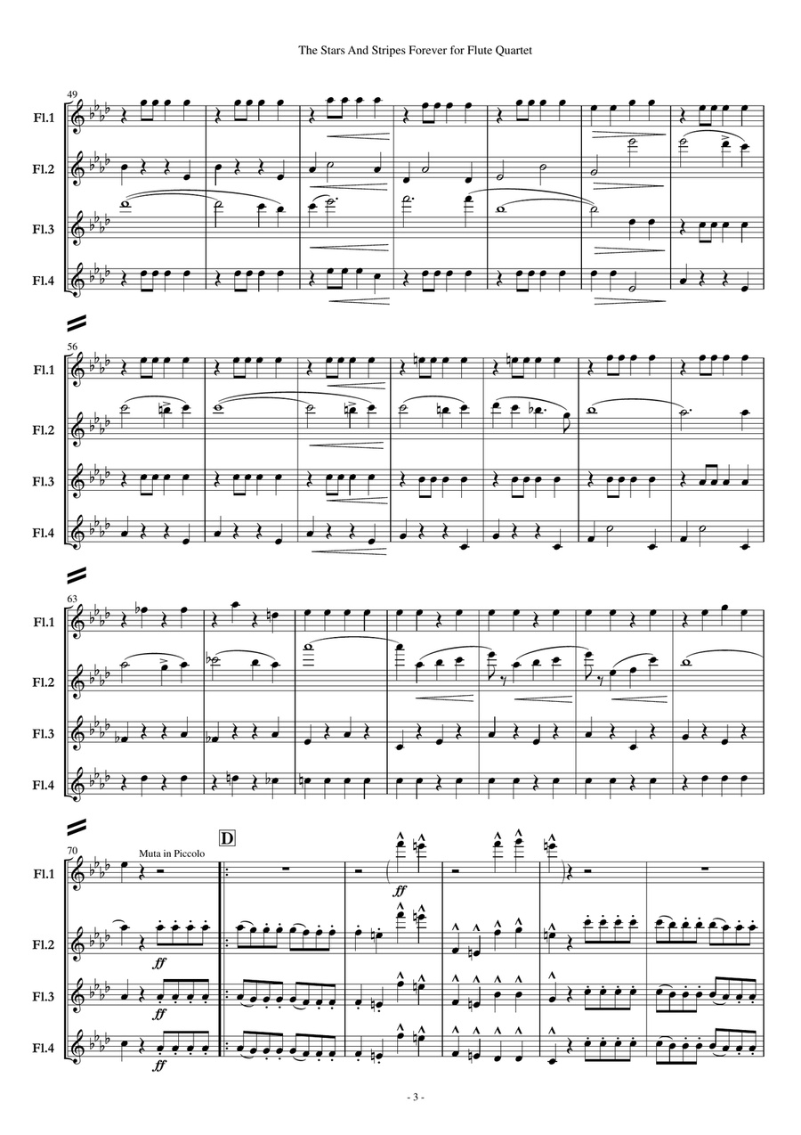 The Stars And Stripes Forever for Flute Quartet (Choir) Choir scores gallery preview page 3