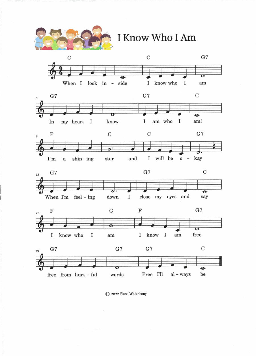 I Know Who I Am Piano Method scores gallery preview page 1