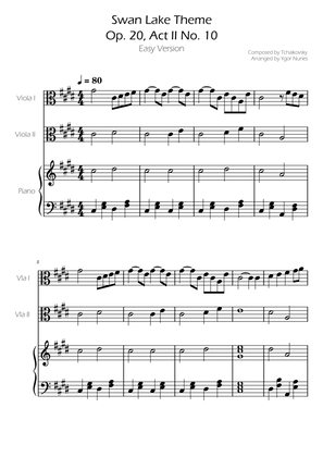 Swan Lake (theme) - Tchaikovsky - Viola Duet w/ Piano Accompaniment