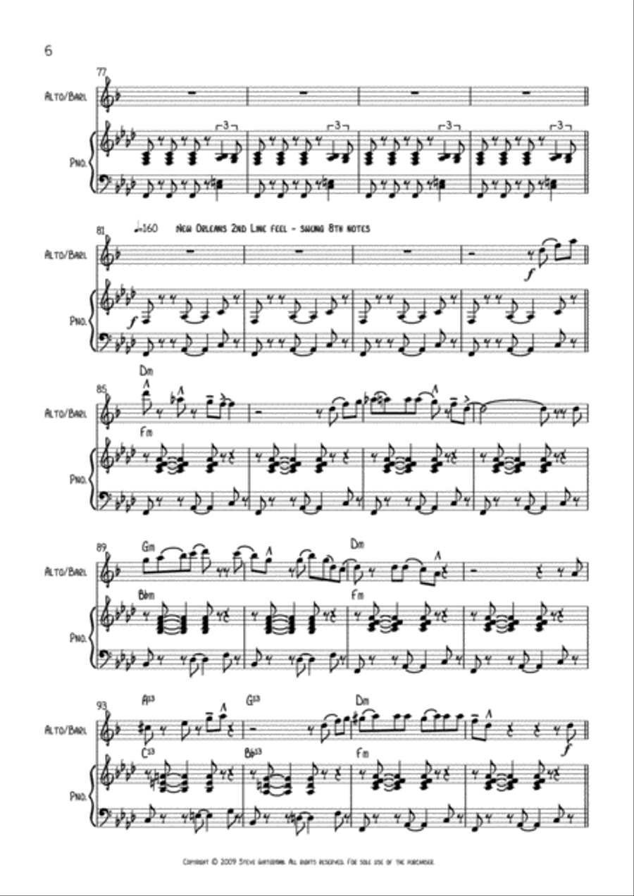 Red Vest Man for Eb Alto/Baritone Sax Woodwind Duet scores gallery preview page 6