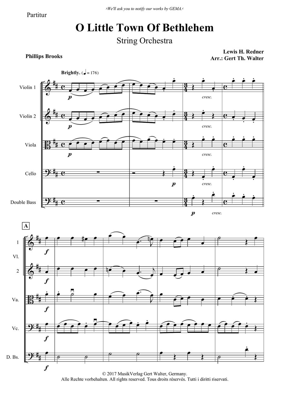 O Little Town Of Bethlehem String Orchestra scores gallery preview page 1