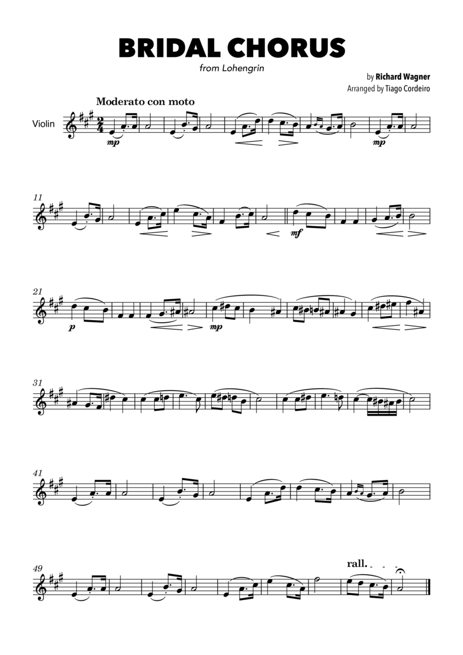 Bridal Chorus Violin Solo scores gallery preview page 1