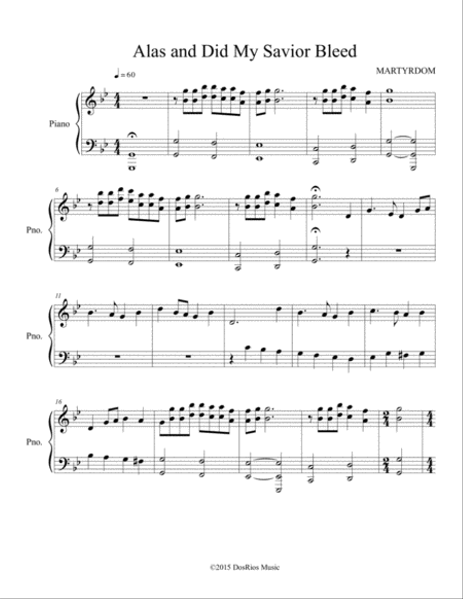Alas and Did My Savior Bleed Piano Solo scores gallery preview page 1