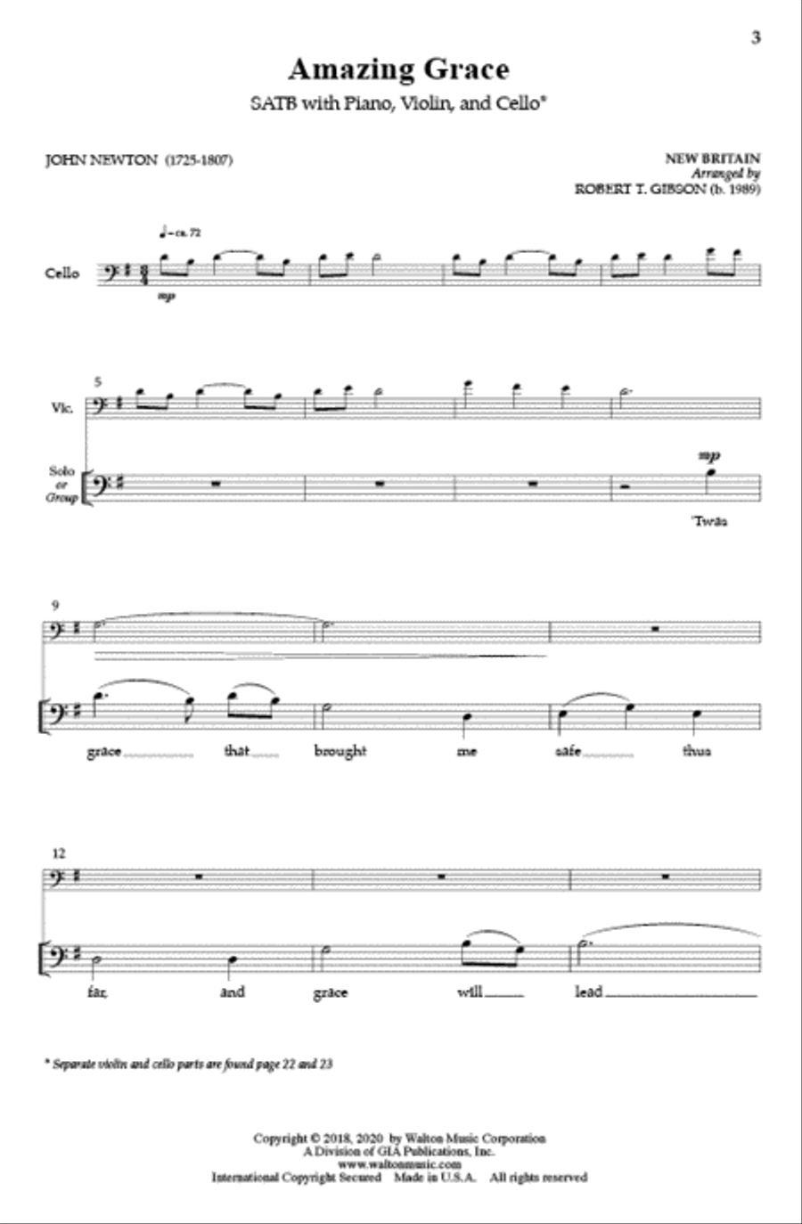 Amazing Grace (SATB) 4-Part scores gallery preview page 2