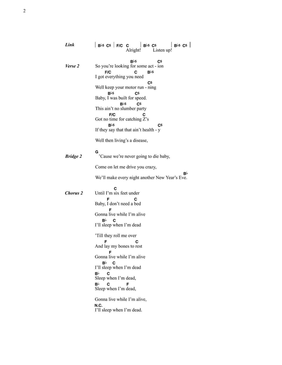 I'll Sleep When I'm Dead Easy Guitar scores gallery preview page 2