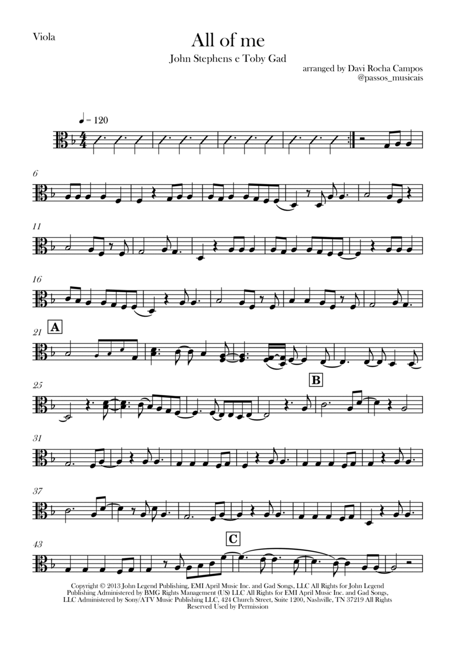 All Of Me All Of Me Viola Solo scores gallery preview page 1