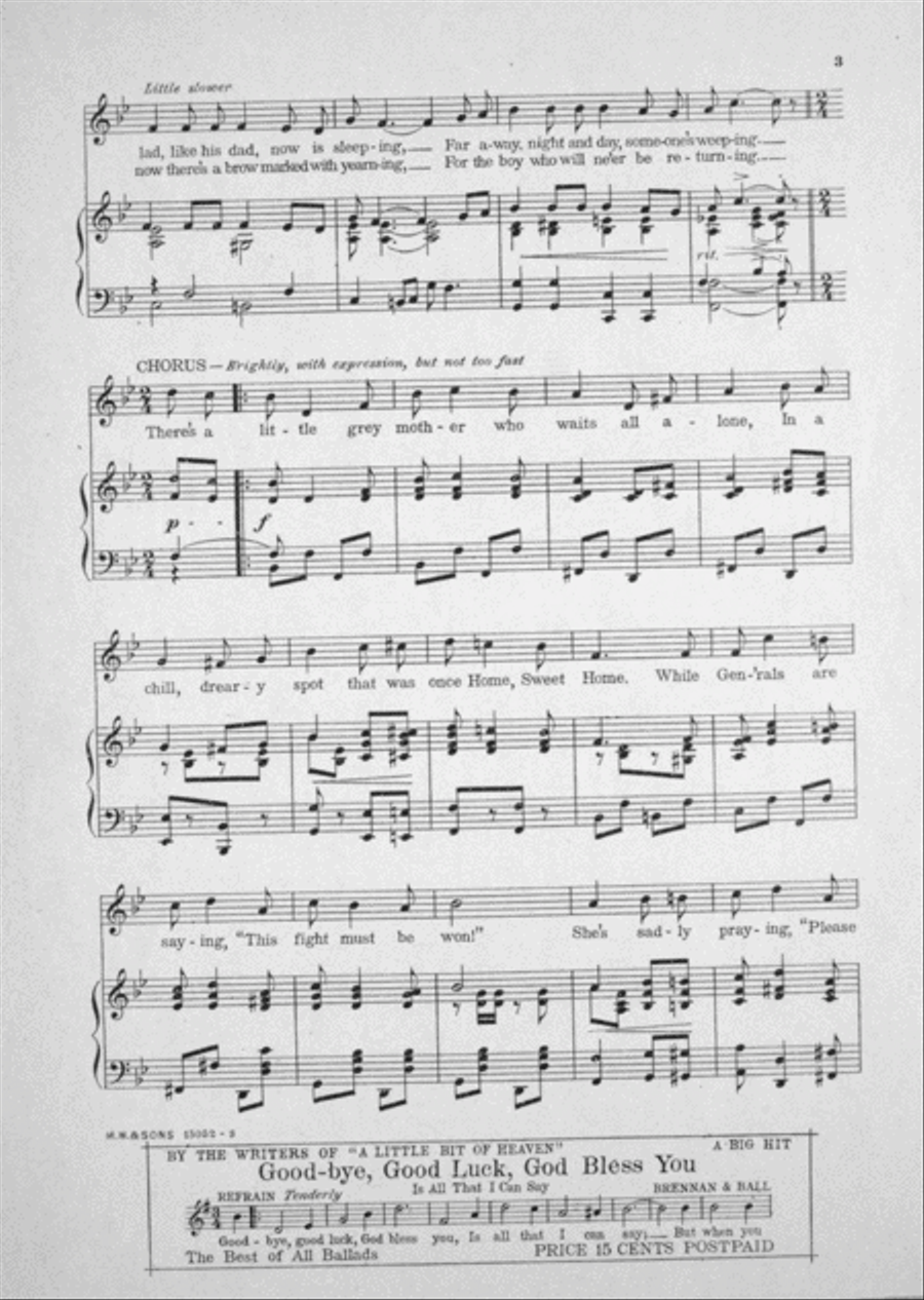 The Little Grey Mother (Who Waits All Alone). March Ballad Voice scores gallery preview page 3