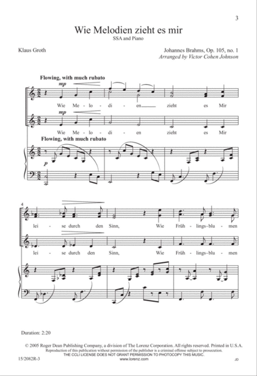 Wie Melodien zieht es mir SSA scores gallery preview page 3