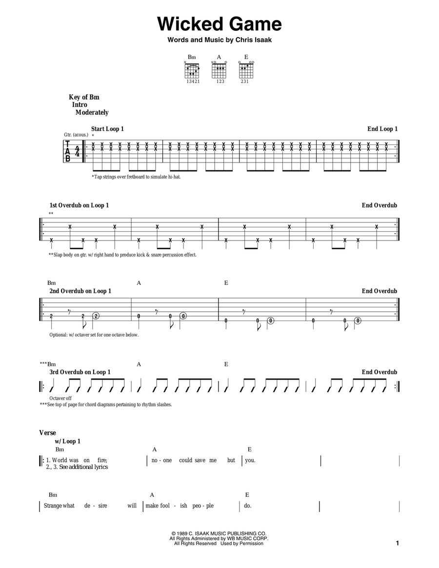 Wicked Game Acoustic Guitar scores gallery preview page 1