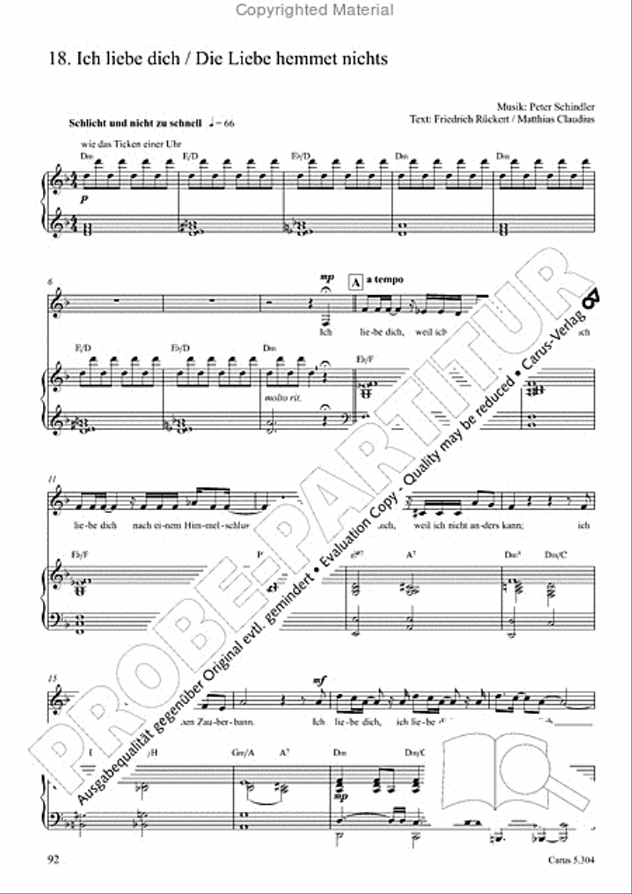 Schindler: Rosenzeit. Ein Liederzyklus uber die Liebe. Chansons fur Singstimme und Klavier Piano scores gallery preview page 93