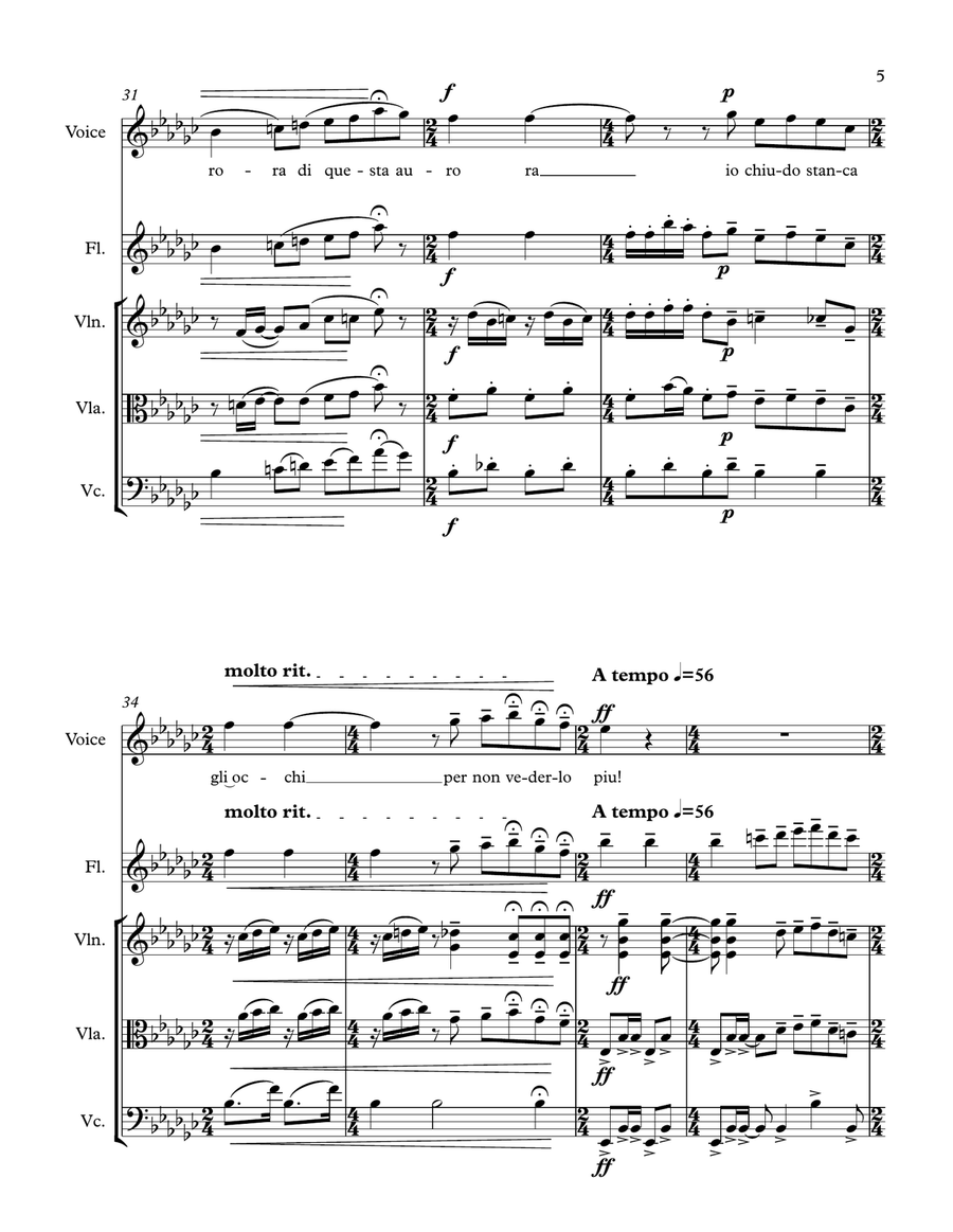 Tu Che Di Gel Sei Cinta from the opera Turandot Tu Che Di Gel Sei Cinta from the opera Turandot Small Ensemble scores gallery preview page 5