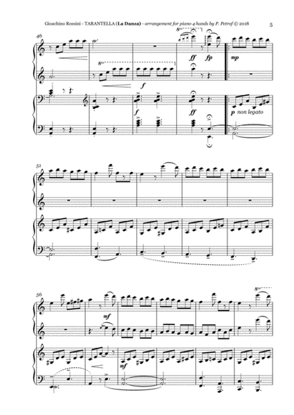 Rossini - LA DANZA (Tarantella), No.8 from "Soirees musicales" - 1 piano 4 hands image number null