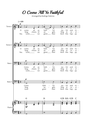 O Come All Ye Faithful (TTBB choir and piano accompaniment)