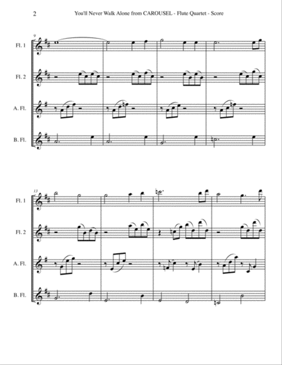 You'll Never Walk Alone Woodwind Quartet scores gallery preview page 2