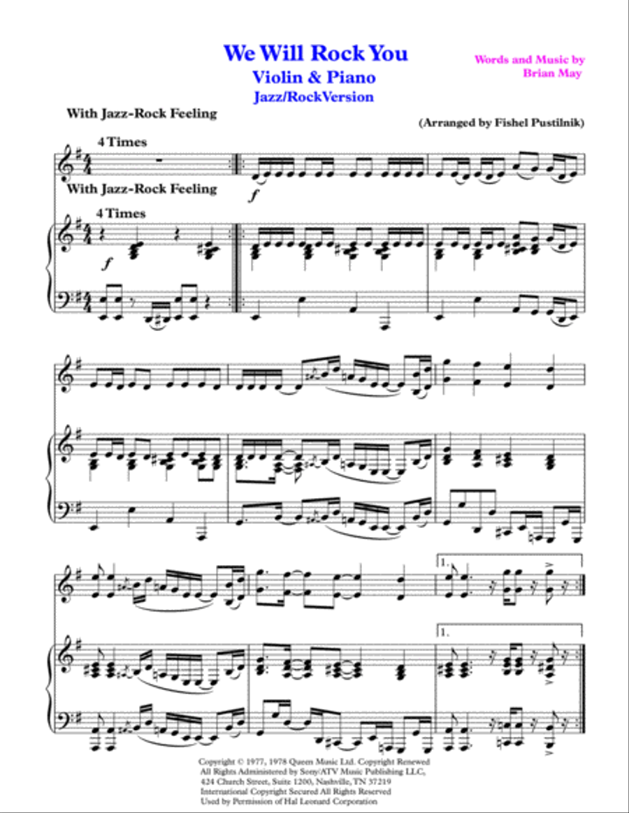 We Will Rock You Violin Solo scores gallery preview page 2