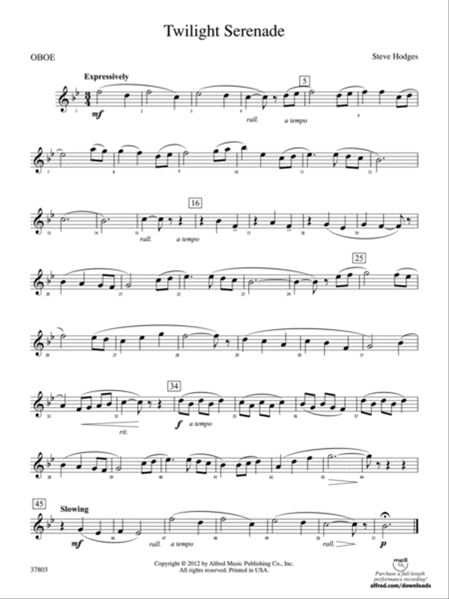 Twilight Serenade: Oboe Twilight Serenade: Oboe Concert Band scores gallery preview page 1