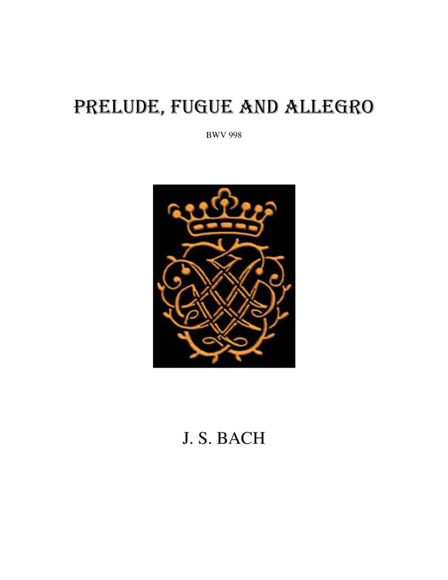 Bach Lute Works for Guitar. BWV 998 Lute scores gallery preview page 1