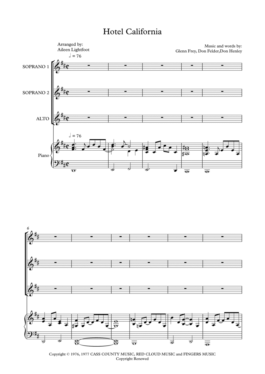Hotel California SSA scores gallery preview page 1