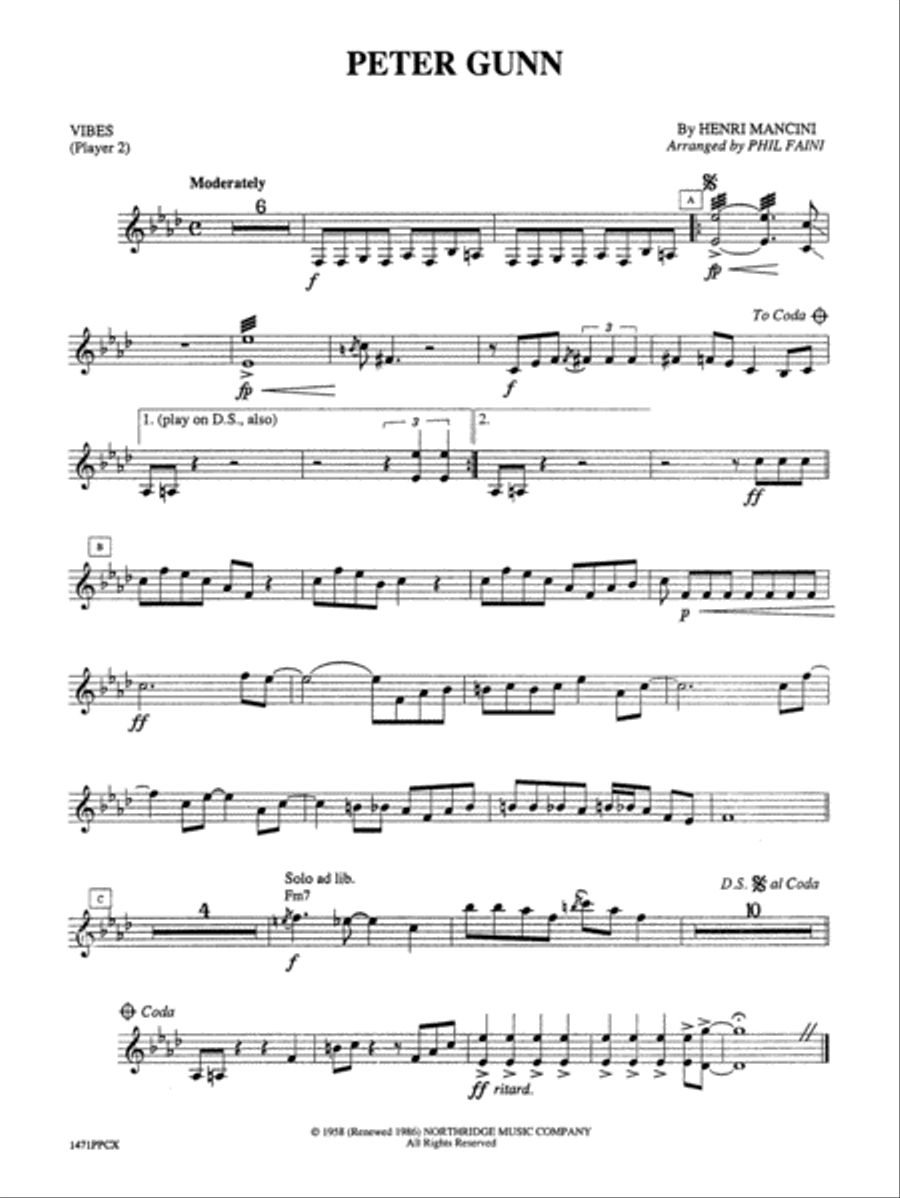 Peter Gunn: Vibraphone Percussion Ensemble scores gallery preview page 1