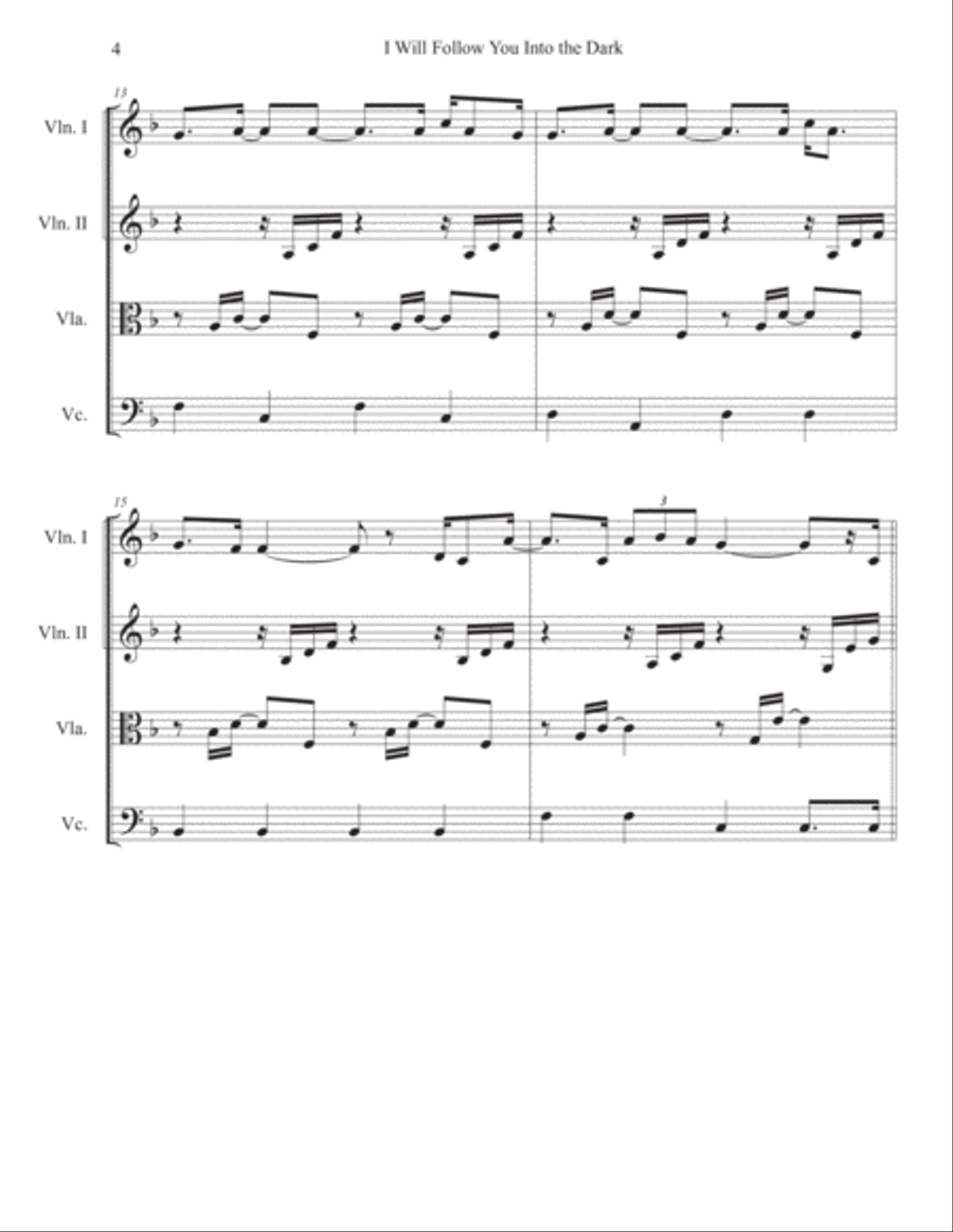 I Will Follow You Into The Dark String Quartet scores gallery preview page 4