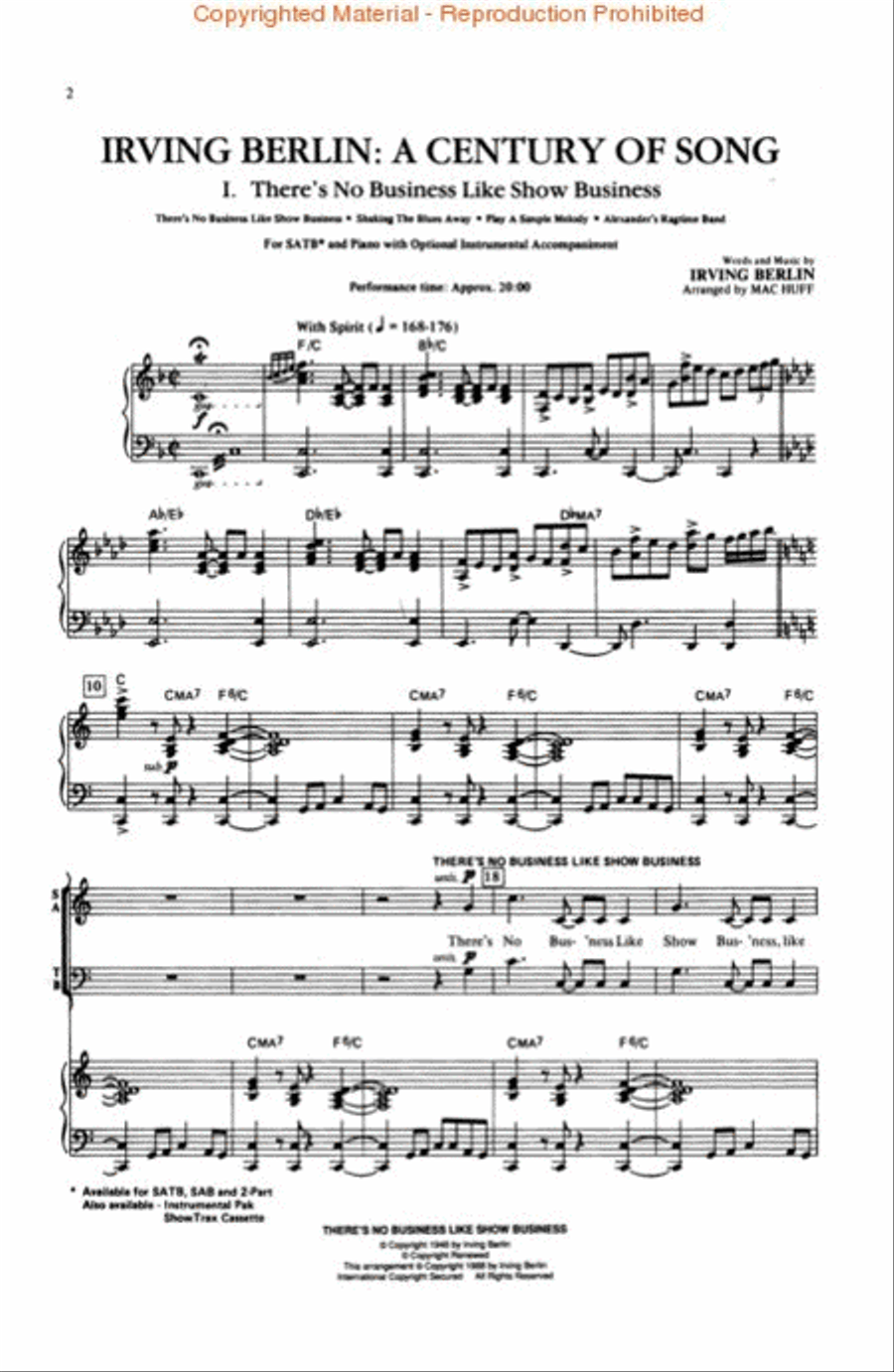Irving Berlin: A Century of Song (Medley) 4-Part scores gallery preview page 2
