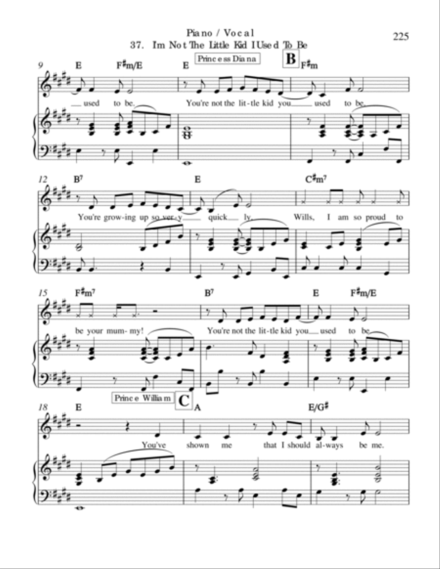 Princess Diana the Musical: I'm Not the Little Kid I Used to Be Piano scores gallery preview page 2