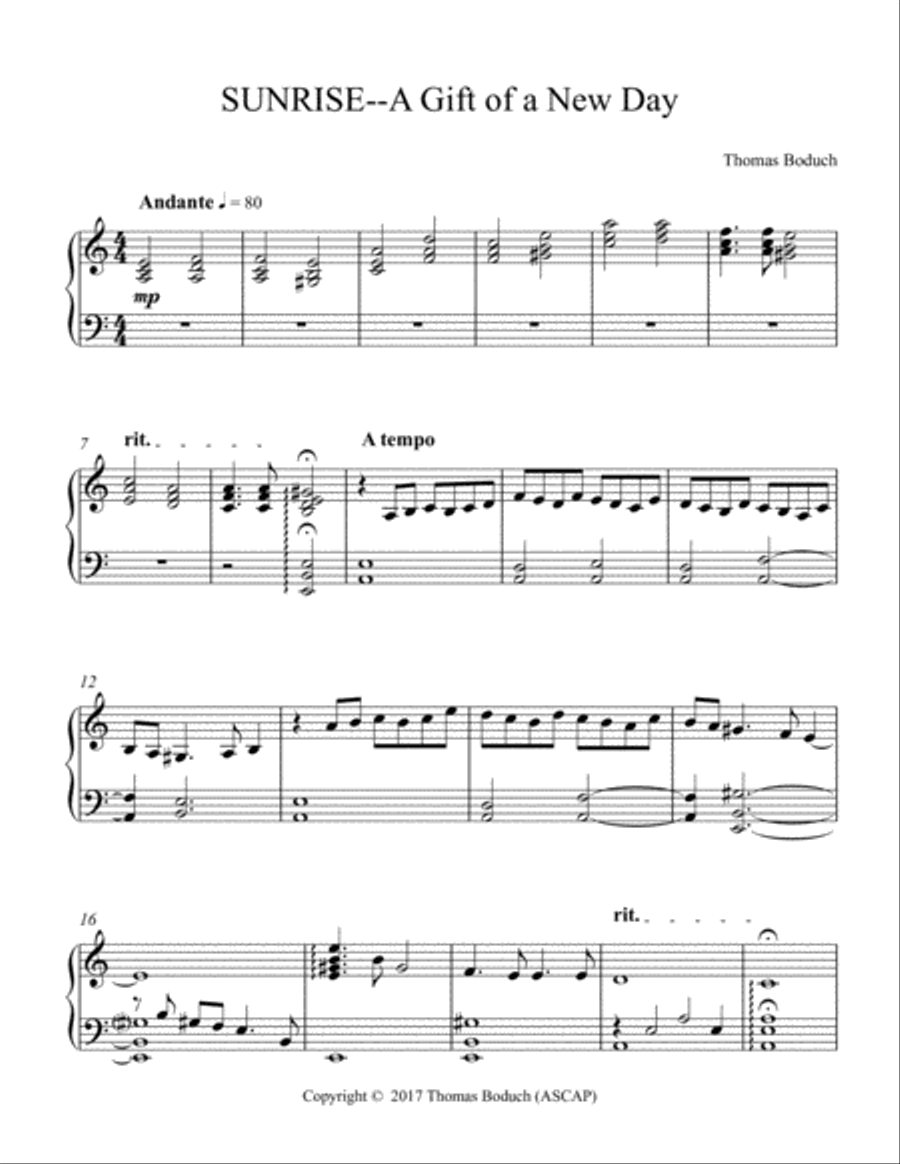 SUNRISE--A Gift of a New Day Piano Solo scores gallery preview page 1