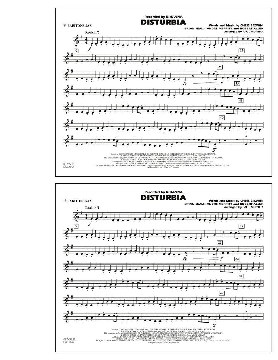 Disturbia - Eb Baritone Sax Marching Band scores gallery preview page 1