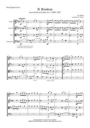 Rondeau Suite 2 BWV 1067 for string quartet