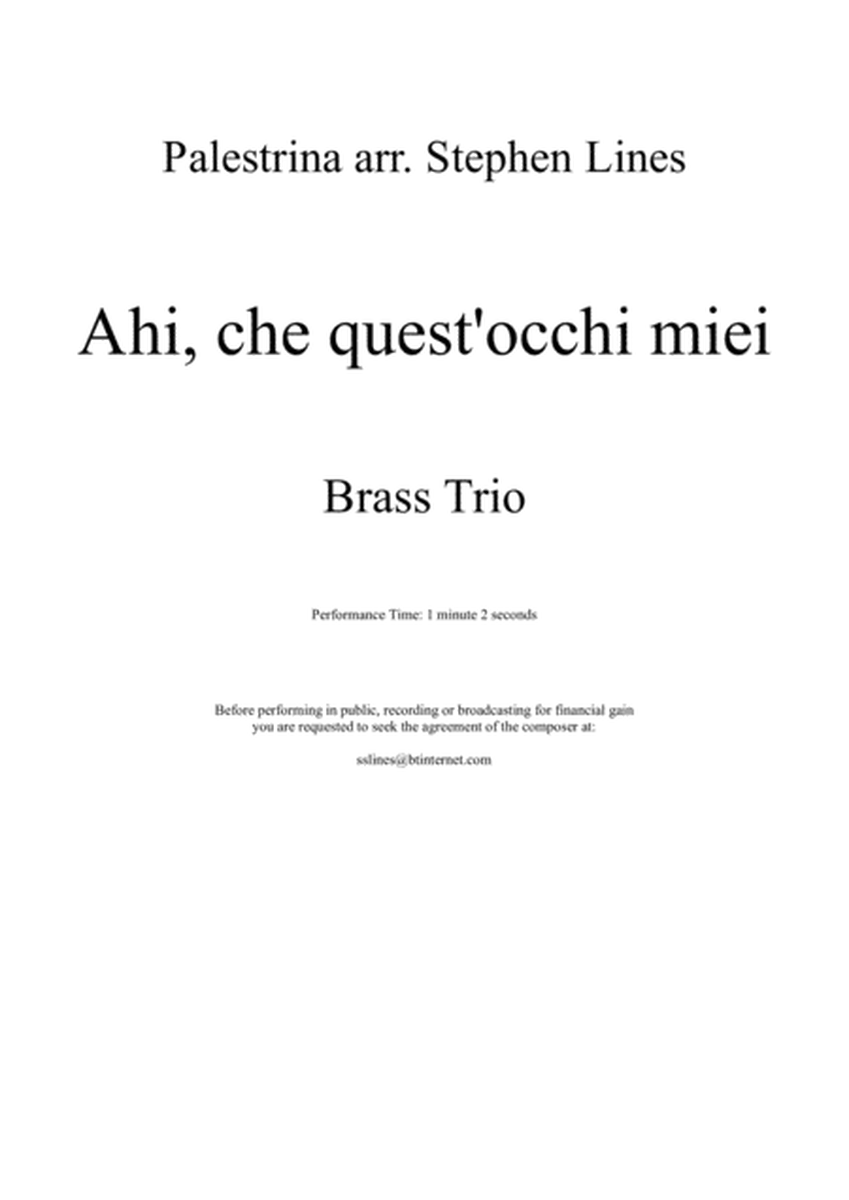 Ahi, che quest'occhi miei - Brass Trio image number null