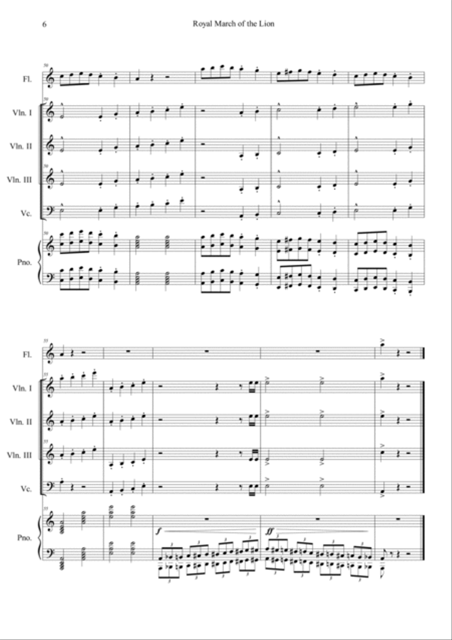 Le Lion (Le Carnaval des Animaux) Orchestra scores gallery preview page 6