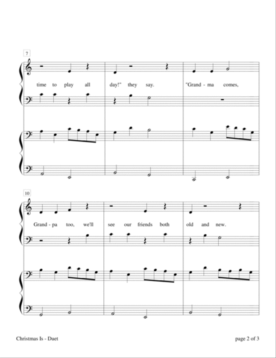 Christmas Is (Easy Piano Duet, 1 Piano, 4-Hands) Easy Piano scores gallery preview page 4