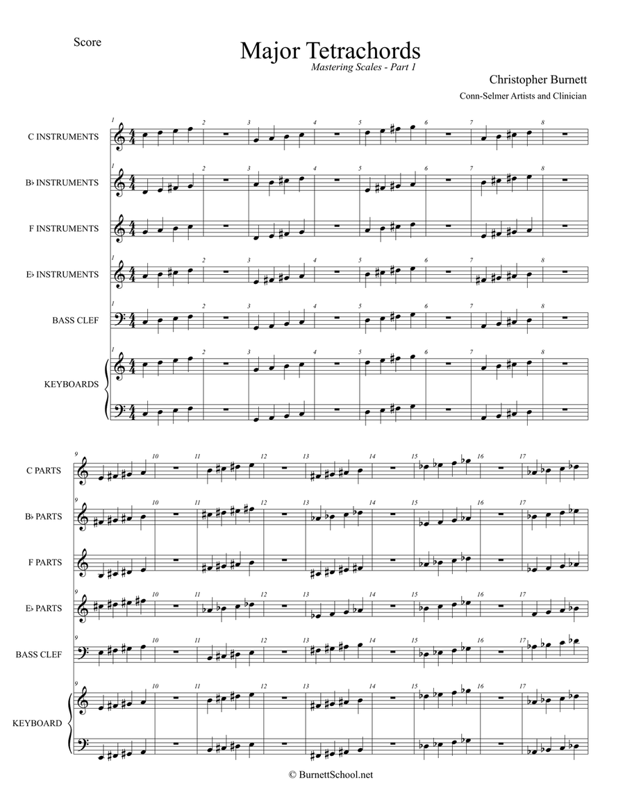 Major Tetrachords for Band - Mastering Scales - Part 1 Jazz Ensemble scores gallery preview page 1